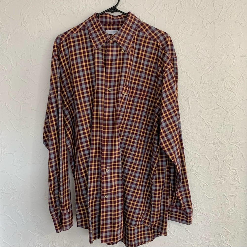 MENS LONGSLEEVE BUTTON UP ALEX CANNON BROWN FALL COLOR DRESS SHIRT SIZE XL CLEAN